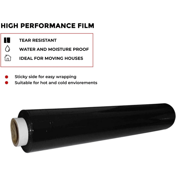 Multifunktionell Stark Pallfolie | Rivbeständig | Vatten- & Fuktsäker Pallstretchfolie | Högkvalitativ Lättanvänd Pallfolie 40 2 Rolls 2 Rolls