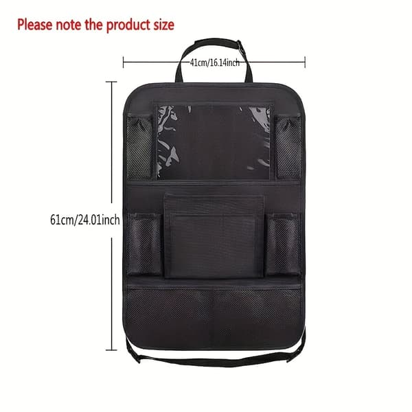 Sæt med 2 sorte ryglænstasker til bil | Beskyttelse mod snavs + 10-tommer tablet-holder