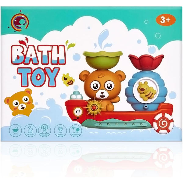 Baby Toddler Badelegetøj, Vandfald Vandstation Legetøj med Kop, Brusebad Baby Legetøj til 1,2,3+ Årig Dreng Pige Toddler Gave Badelegetøjssæt, Sensorisk