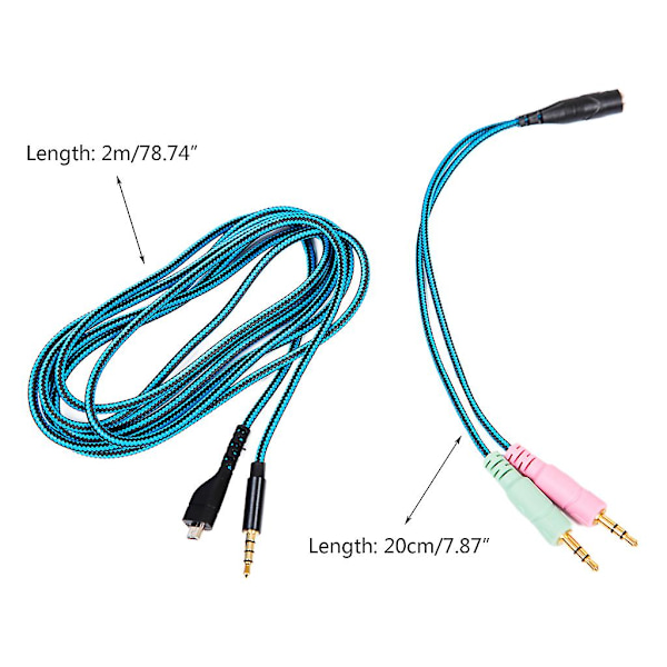 Øretelefonkabel lydlinje for Arctis 3 5 7 headset ledning 200 cm lengde ledning