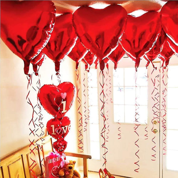Hjertefolieballong Rød 20 stk Hjerte Heliumballonger Hjerteballonger