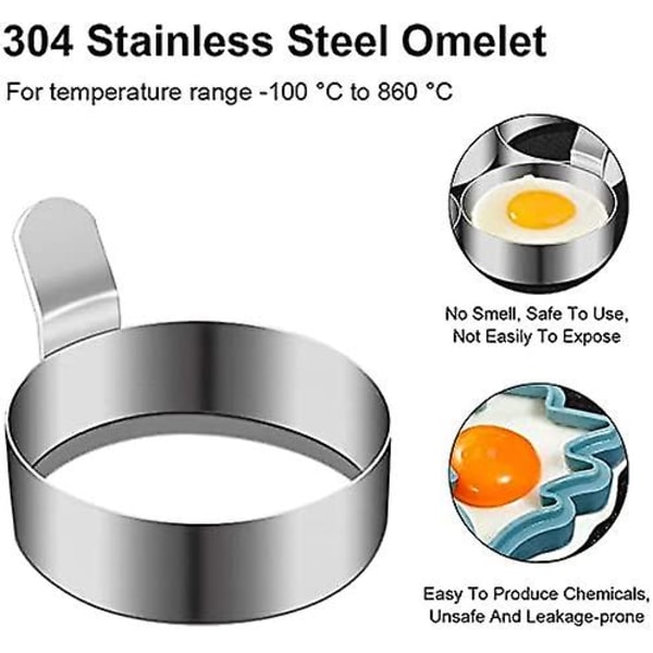 Æggering, Omeletform i rustfrit stål, Non-stick pandekageringform til stegning af æg, ægcirkler