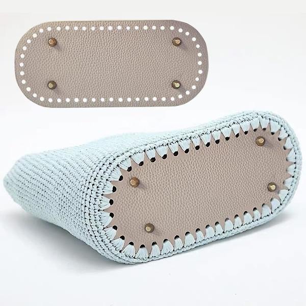 Taskebund For Hæklet Taske Pudebund PU Læder Taskebund Til Strikning Taske Håndtaske DIY Skulder Crossbody Tasker Tilbehør (4stk, Sort)