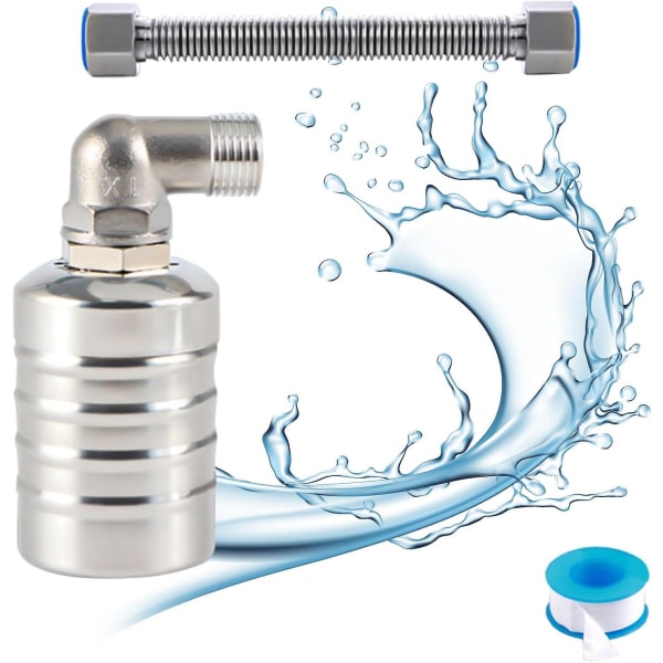 Helautomatisk 304 rostfri flottörventil, automatisk vattennivåregulator för vattentank, mini rostfri flottörkulventil (plugg)