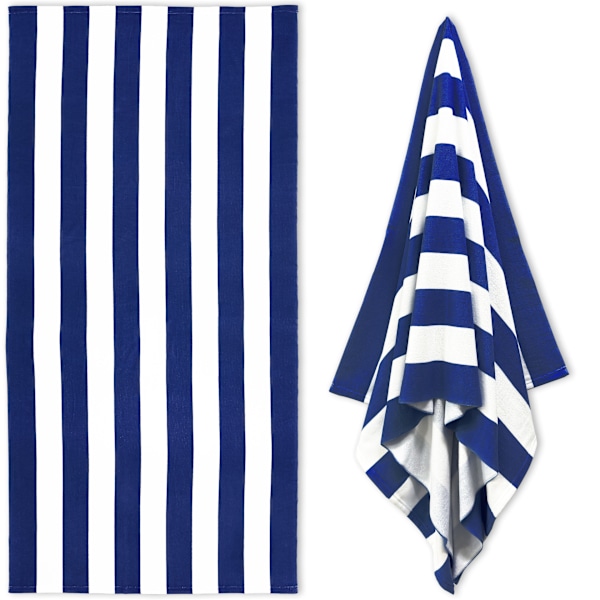 Suuri rantapyyhe aikuisille - Nopeasti kuivuva mikrokuitu - Kevyt ja kompakti (180 x 90 cm, 70 x 35 tuumaa) (Sininen) blue