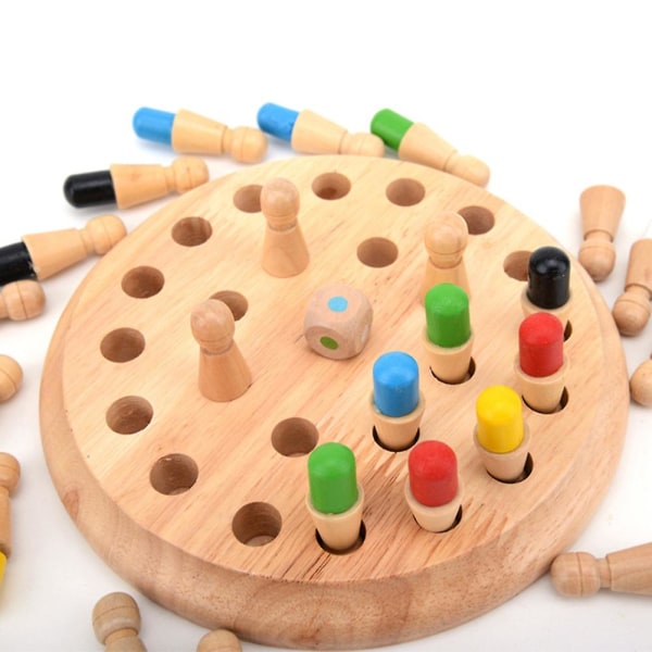 Barn Trä Minne Match Stick Schackspel Kul Block Brädspel Pedagogisk Färg Kognitiv Förmåga Leksak För Barn