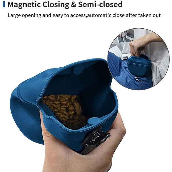 Hundetreningspose med magnet, bærbar multifunksjonell hundegodtpose i silikon