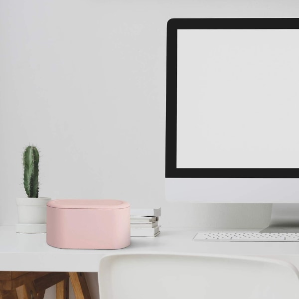 Liten Papperskorg för Skrivbord med Knapplock för Kontor, Badrum, Kök och Sovrum, Djurfoderförvaring (rosa)