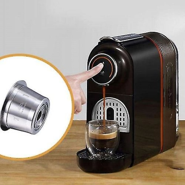 Kaffemaskinkapsel i rostfritt stål Hushållskaffefilter Återanvändbart och återvinningsbart kaffekapselkoppsmönster Slumpmässigt