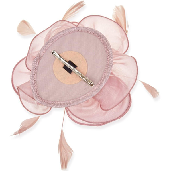 Fascinator Hat for Women Cocktail Tea Party Headwear Flower Mesh Ribbon Feathers Headband Pink B