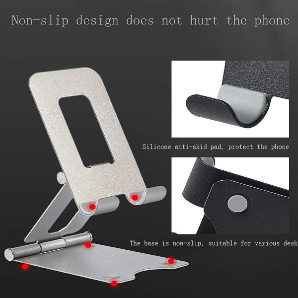 Hållare för sporttelefon, mobilt bordsställ och hållare för surfplatta med justerbar vinkel 135x90x55 mm (svart)