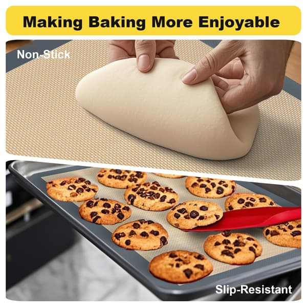 Silikone Bageunderlag Sæt med 2 Non-Stick Genanvendelige Bageplader til Kager Brød Macarons 42 x 29,5 cm Mørkegrå
