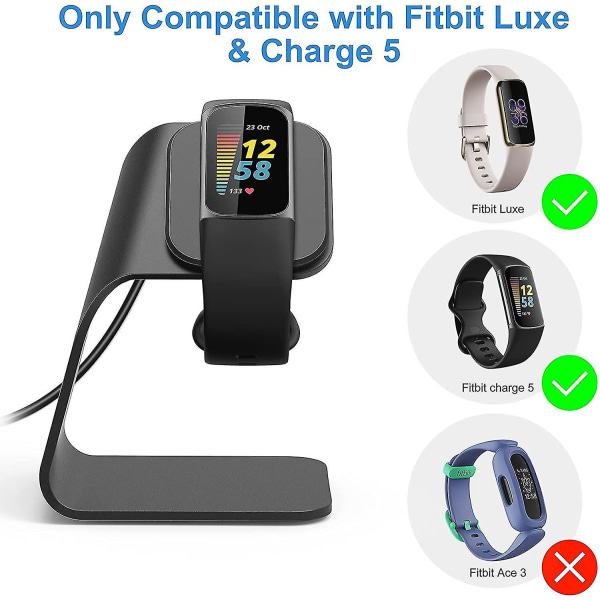 Lader Dock kompatibel med Fitbit Charge 5, erstatningstilbehør