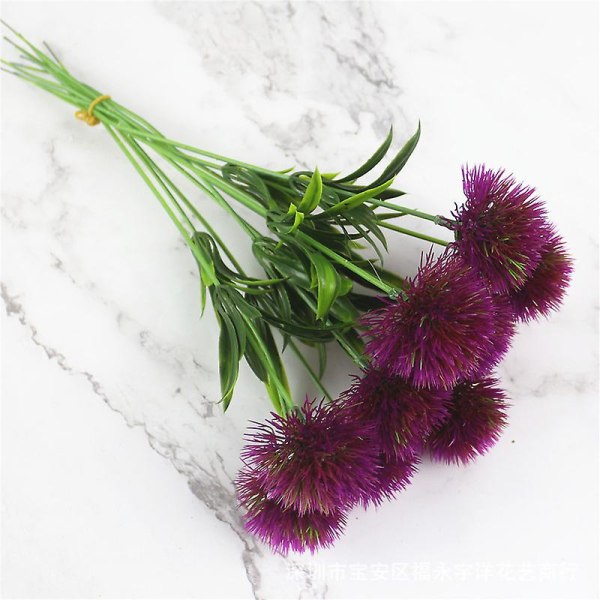 10 stk Løvetann Kunstige blomster Planter Bukett Plastblomst til hjemmedekorasjon / bryllupsdekor (pruple)