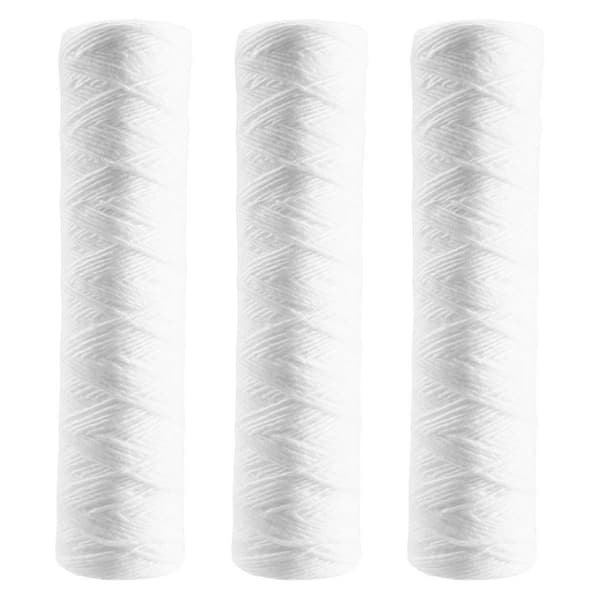 3 stk. vannrenser 10 tommers trådsårfilter 5 mikrometer PP bomullsfilter sedimentfilter