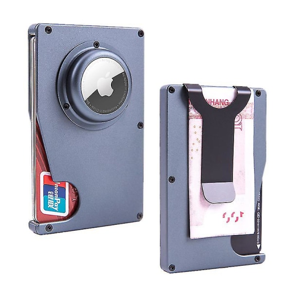 AirTag plånbok för män, smal minimalistisk Rfid-blockerande metallplånbok, korthållare med pengarklämma