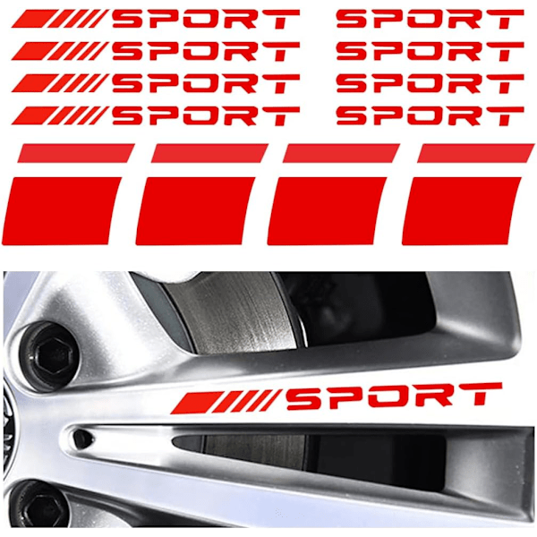 12 stk Hjulfælg Dekal Striber, Autos Hjul Reflekterende Klistermærker, Dæk Sport Logo Emblem Striber, Dæk Fælg Sikkerhed Dekoration Tilbehør, Bag Red