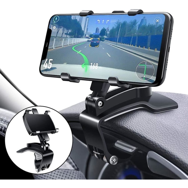 Biltelefonholder, mobiltelefonholder til bil 360 graders rotation Dashboard Clip Mount Biltelefonstativ