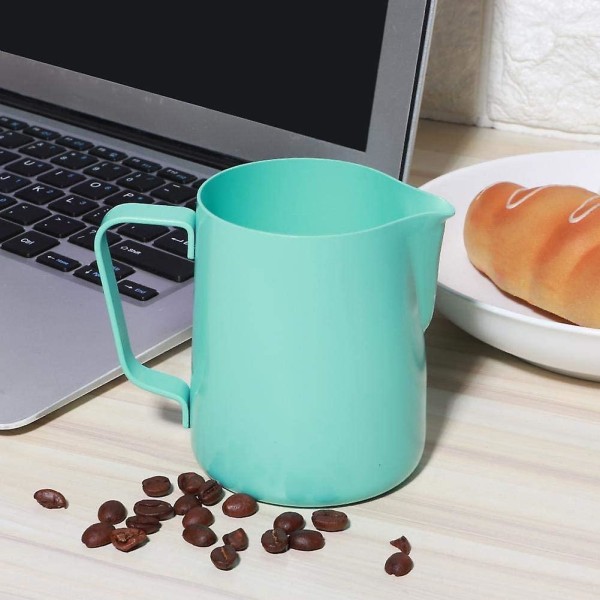Melkeskumbeger, 350ml Rustfritt Stål Melkeskumkanne Maskinvaskbar Kaffebeger Latte Art Melkeskumkanne (1 stk, Blå)