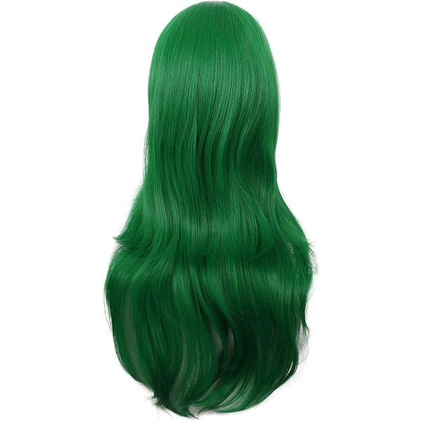 28 tum/70 cm sidolång för kvinnor Långt lockigt hår Cosplay Peruk för kvinnor Tjej (gräsgrön)