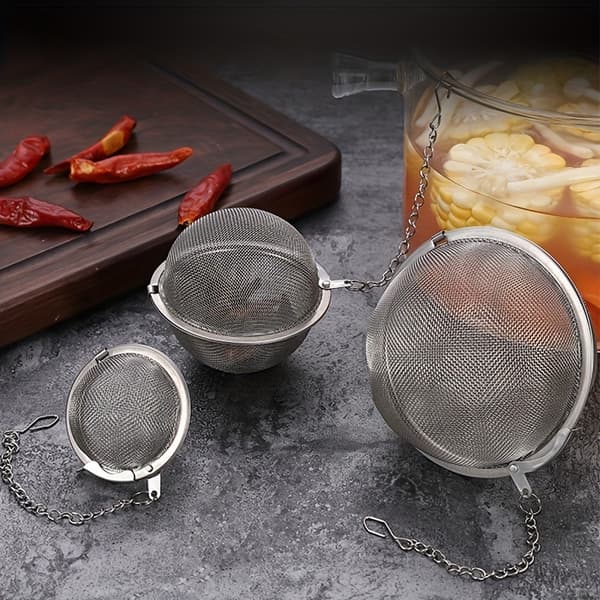 Sæt med 1 krydderi-infuser i rustfrit stål — Marinadepose, krydderipose, infuserkugle