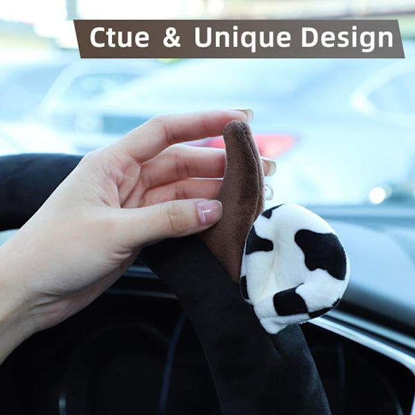 t Rattmuff, Universell 14,5 till 15 Tum Antihalk och Svettabsorption Bekväm Auto Rattmuff, Söt Ko Biltillbehör wi Cow Print