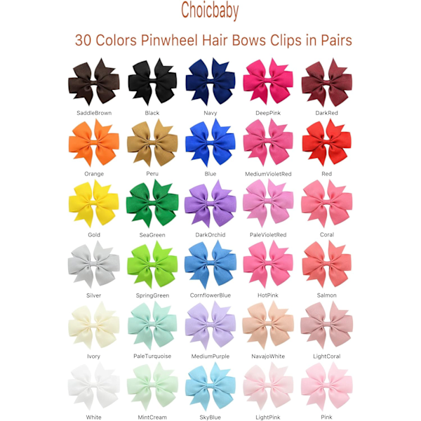 60 kpl 3 tuuman vauvojen tyttöjen hiusnauhat Alligator-leikkeet Grosgrain-nauha Pinwheel-hiuspanta vauvoille lapsille taaperoille teineille lahjoina pareittain… 30 Colors in Pairs