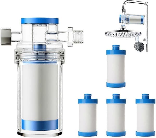 Duschfilter, Duschhuvudfilter Kranfilter med utbytbart PP-bomullsfilterelement Läckagesäker packning Förfilter