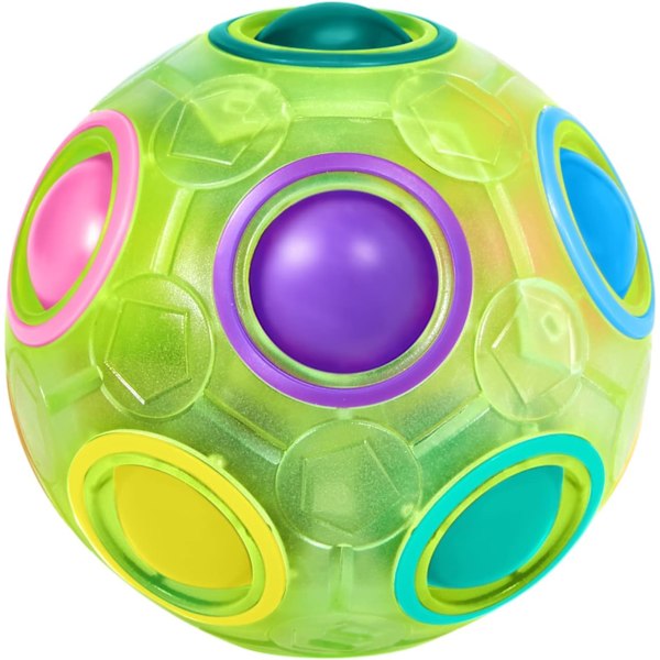 Magisk Boll Regnbågsboll, Färdighetspel Pusselboll - Hjärngåta & Stressboll för Barn och Vuxna (Ljusgrön) Light Green