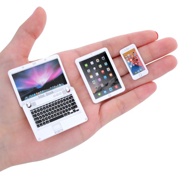 1:12 Metall Simulering Bärbar Dator Surfplatta Smartphone Mini 3 st/set - Dockhus Miniatyrer Dator Scen Simulering Möbler Tillbehör Dockor Hus