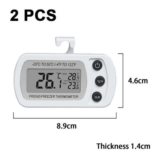 Vedenkestävä Jääkaappi- ja Pakastinlämpömittari, Digitaalinen Lämpömittari, Tallennustoiminto, Suuri LCD-näyttö