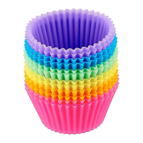 12-pack Silikonformar för Muffins och Cupcakes - Runda, Bakverk, Köksredskap, DIY-Dekoration (hy)