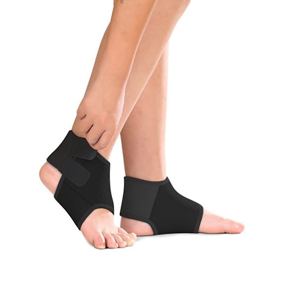 1 stk. Ankelstøtte for barn, gutter og jenter, ankelbeskyttelse med elastisk kompresjon, pustende fotbeskyttelse for forstuet ankel, løping black Size M