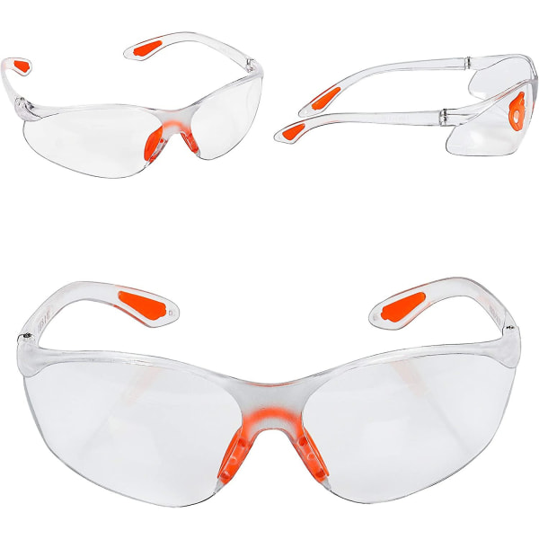 24 pakke klare sikkerhedsbriller - beskyttelsesbriller med plastiklinse, næsebro og gummistænger tips til komfort - Ppe klare briller