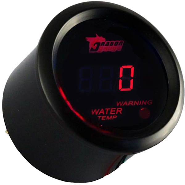 ™ 2\" 52mm Svart Bilmotor Digital Röd LED Ljus Vattentemperatur Temperatur LED Mätare Red Water Temp Gauge Celsius