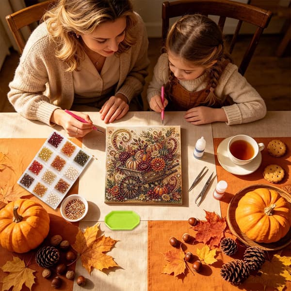 Efterårstema perlemaleri sæt, DIY diamantbroderi sæt, vægdekoration Pumpkin
