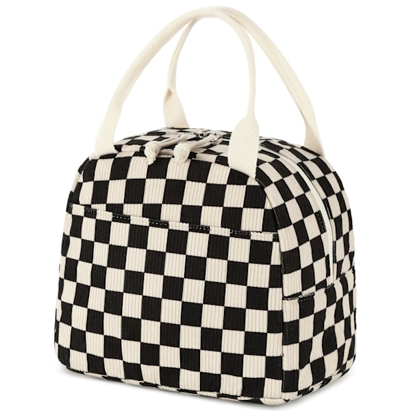 Frokosttaske til Kvinder Mænd Sød Fløjlsfrokosttaske Genanvendelig Isoleret Frokostboks Stor Kapacitet Genanvendelig Isoleret Køletaske (Fløjlsternet) Corduroy Plaid