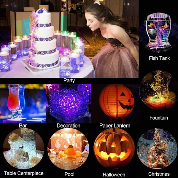 Små Vandtætte LED-Lys med Fjernbetjening, Pool Lys til Festlige Begivenheder, Vandfaste LED-Te Lys til Vase Fiskekum Bryllup Halloween Jul Colourful 1.38in
