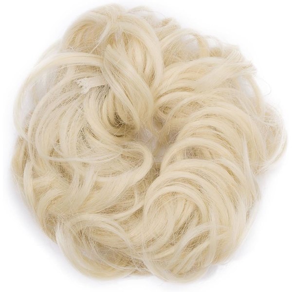 Scrunchy Scrunchie Bun Updo Håraccessoar Hårfästet Hästsvansförlängningar Hårförlängningar Vågig Lockig Slarvig Hårf bulle Donut Hårförlängningar Håraccessoar Peruk B Bleach blonde