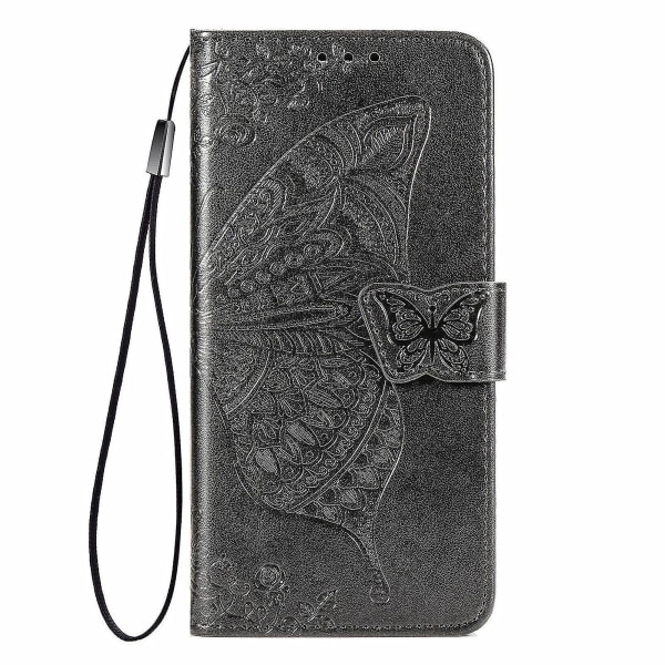 Flip Design Stilful Butterfly Blomst Mønster Wallet Stand Telefon Case Læder Cover Til Nokia G50 - Sort Sort