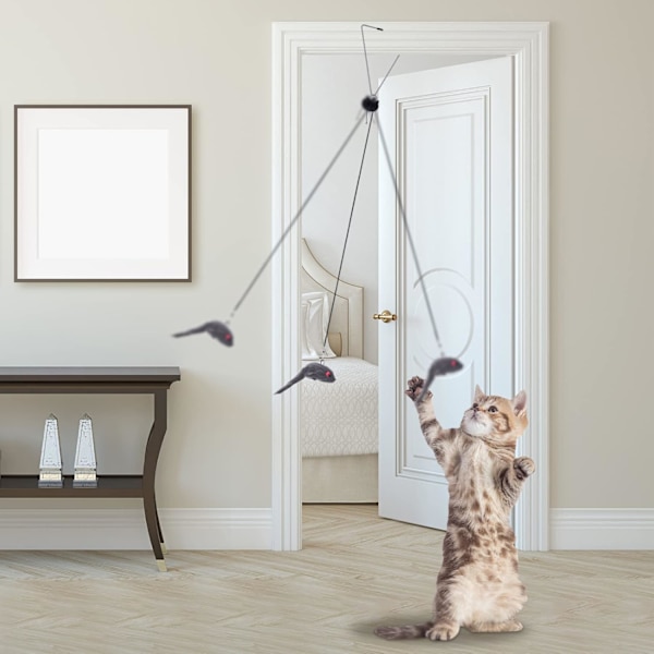 2-pack Dörrhängande Katt Leksak, Interaktiv Katt Leksak Möss, Katt Leksak Jaga Träning Underhållning Leksak Hängande Dörr Katt Leksak Mus Retande Leksaker för inomhus C
