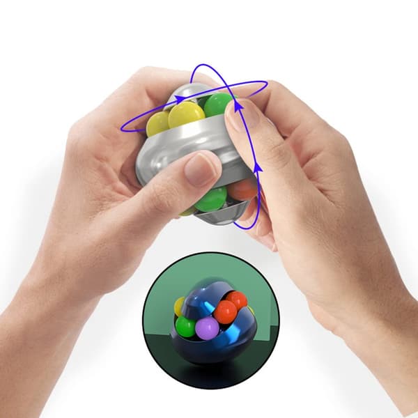 Magic Cube Dekompresjon Psykedelisk UFO Marmorkube Spinnende Perler Sølv 50mm