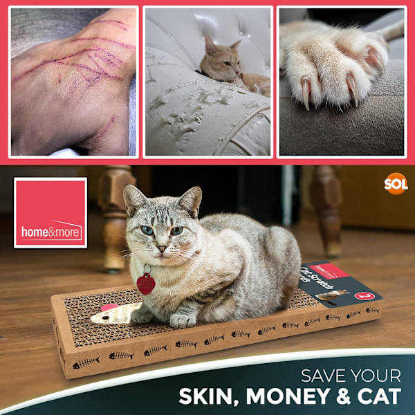 2-pack Kattklösbräda | 37 x 12cm | Vändbar Kattklösbräda i Kartong för Innekatter, Små & Stora | Kattklösmatta