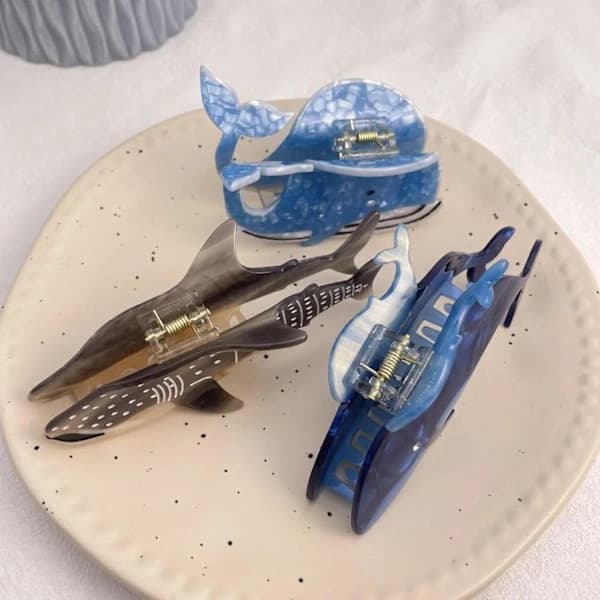 Valhaj hårklämma, valhaj hårklämmor, valhaj hårklämma, val hårklämmor, djurformade hårklämmor