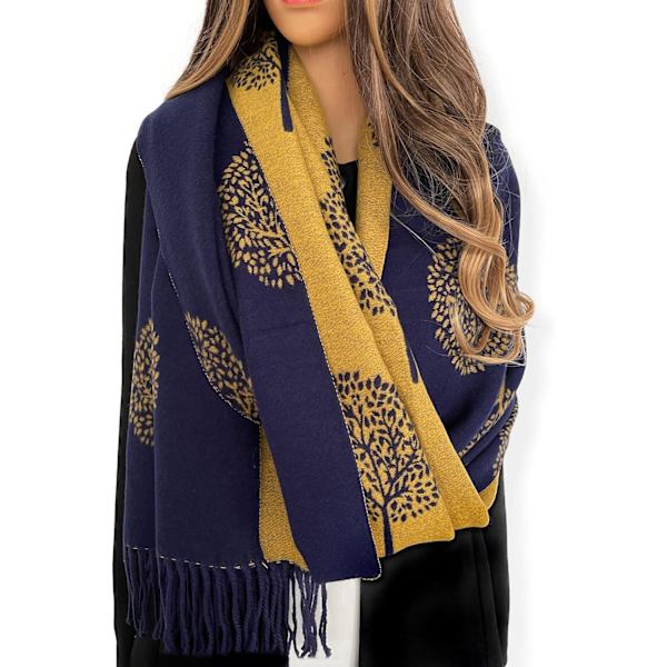 K Cashmere Tree Life Pläd-Sjal - Vändbar Sjal Kvinnor Pashmina Sjal, Vinter Sjal Kvinnor, Stor Wrap, Varm Sjal, Livets Träd Tryck Dam Sjal