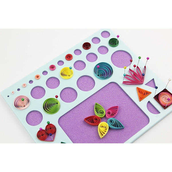 Quilling-verktøy, Quilling-brett, 3 i 1 Quilling-malbrett med pinner, Quilling-strikkebrett Korkform Støpeverktøy DIY-verktøy, Quilling-skallbrett Purple
