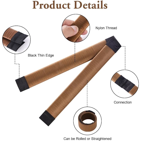 Hiusdonitsimuotin, 2 kpl helppo donitsimuotin hiuksille, ranskalainen kierretaitto-käärenauha DIY-kampausten tekemiseen, balettihiusmuotoilu A Light Brown