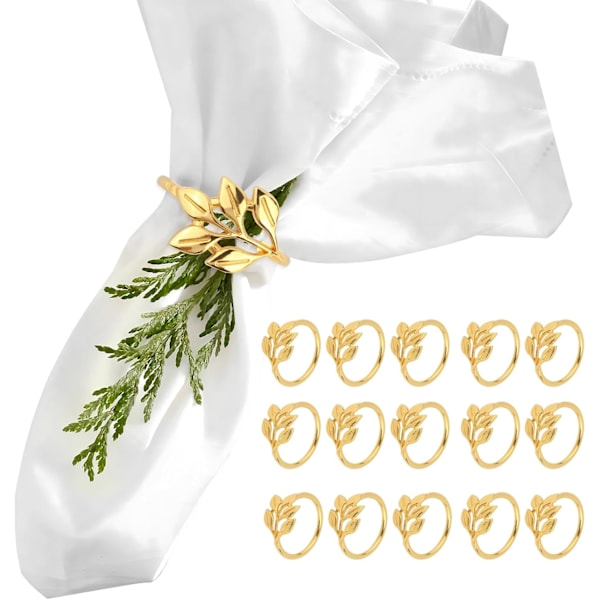 ces Guld Servett Ringar, Metall Servett Spännen, Löv Servett Hållare, Eleganta Servett Spännen, Servett Ringar för Thanksgiving, Bröllop, Familj Middag