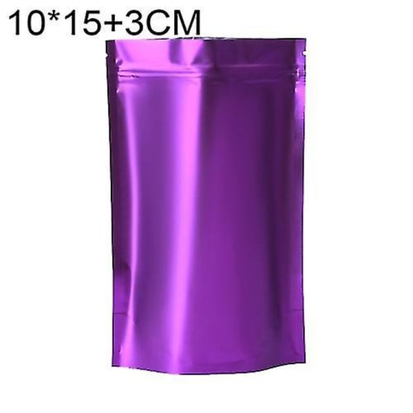 100 stk Mat aluminiumsfolie Snack stående poser, størrelse: 10x15+3cm (lilla)