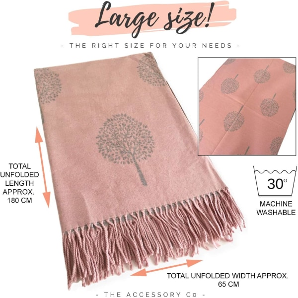 Cashmere Tree Life Blanket Scarf - Vendbart skjerf Dame Pashmina Sjal, Vinterskjerf Dame, Stort omslag, Varmt skjerf, Tree of Life Print Ladies Sca